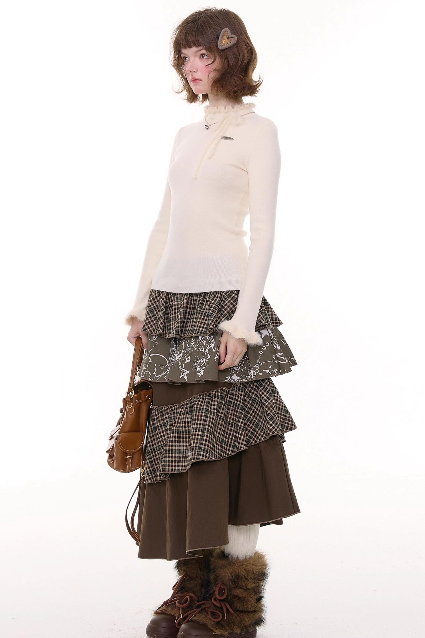 Bowknot Ruffle Knit Top