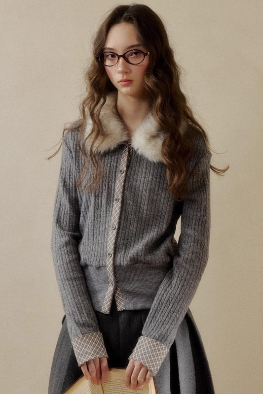 レトロディアガールチェックカーディガン