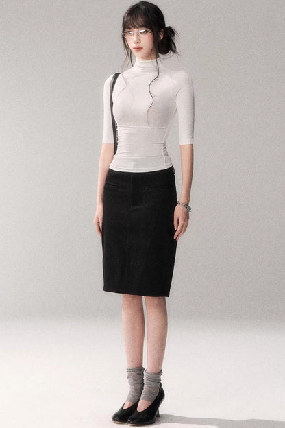 Retro Mid-Sleeve Slim Top