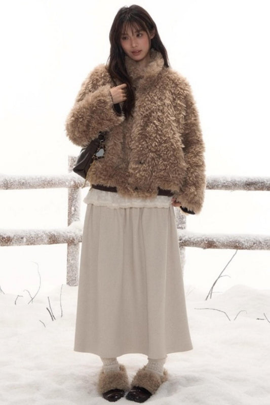 リバーシブルボリュームファーショートコート