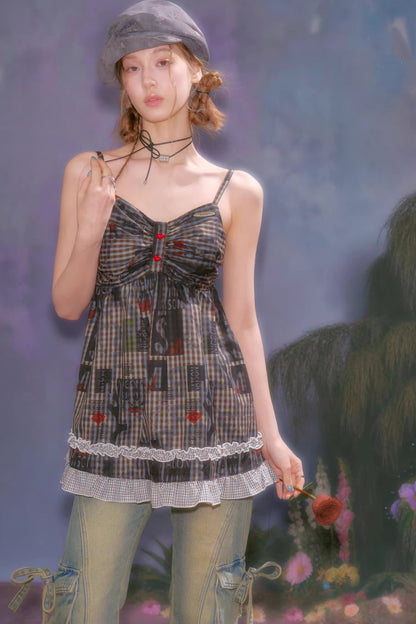 Retro Plaid Lace Top