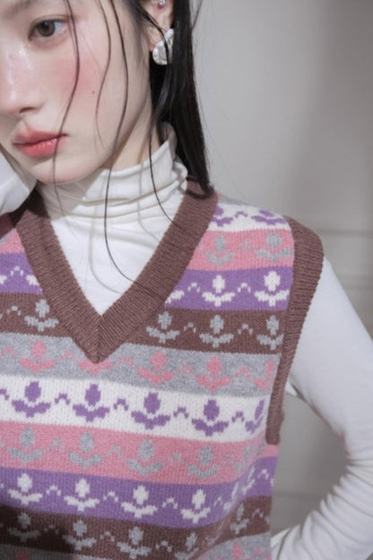 レトロガーリーチューリップニットベスト