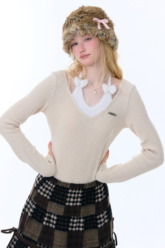 ボウホルターニットトップ