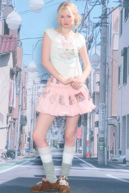 White Rabbit Print Slimming Top