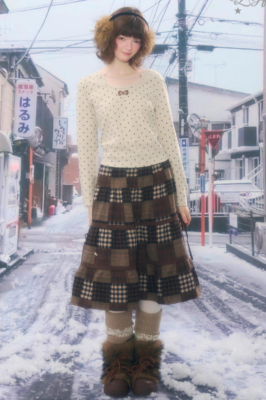 ポルカドットチェーンニットトップ