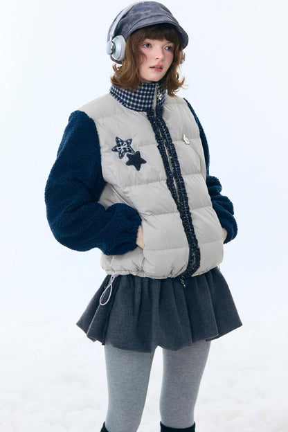 Star Print Color Block Coat