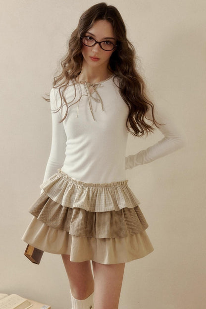 レトロチェックレイヤードドレス