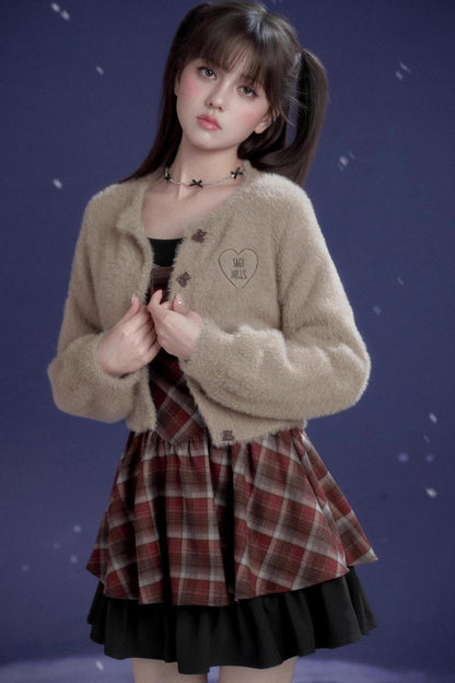 Red And Brown Check Dress