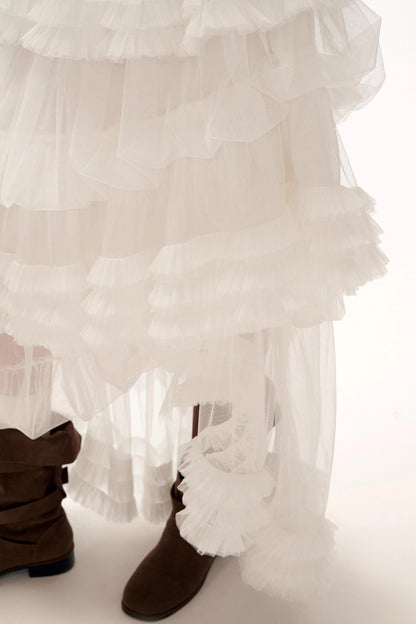 メッシュアシンメトリカルクラウドスカート