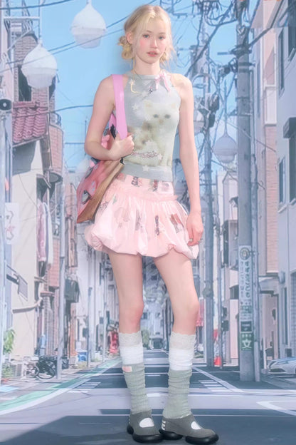 ラビットキャットノースリーブトップス