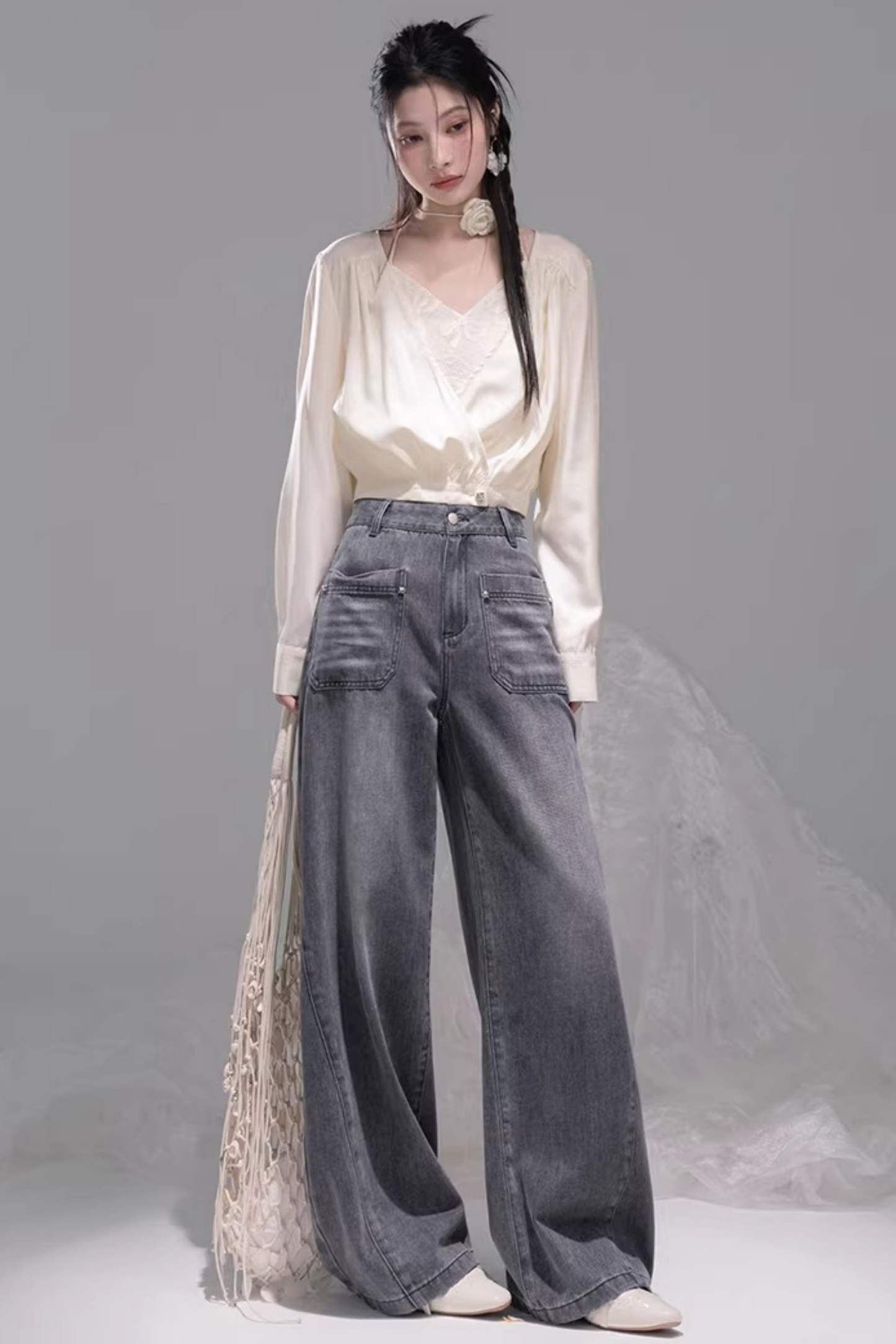 インクグレイストレートデニムパンツ