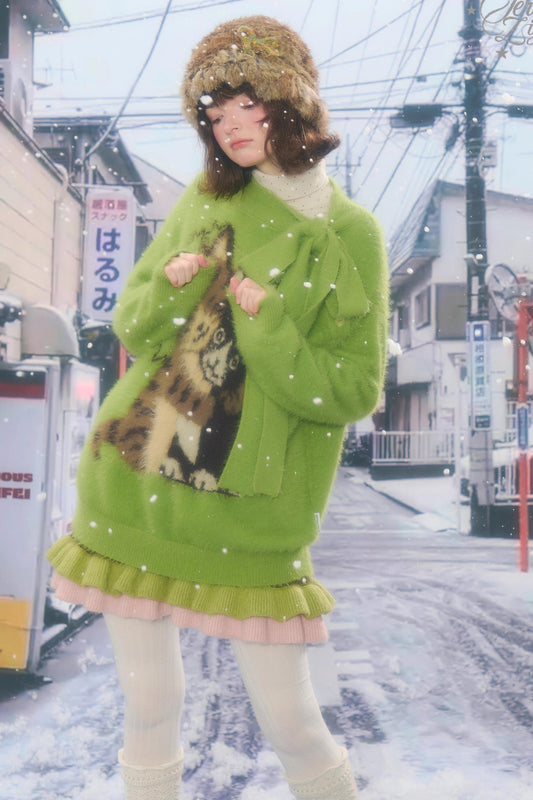 レトロキャットパターンセーター