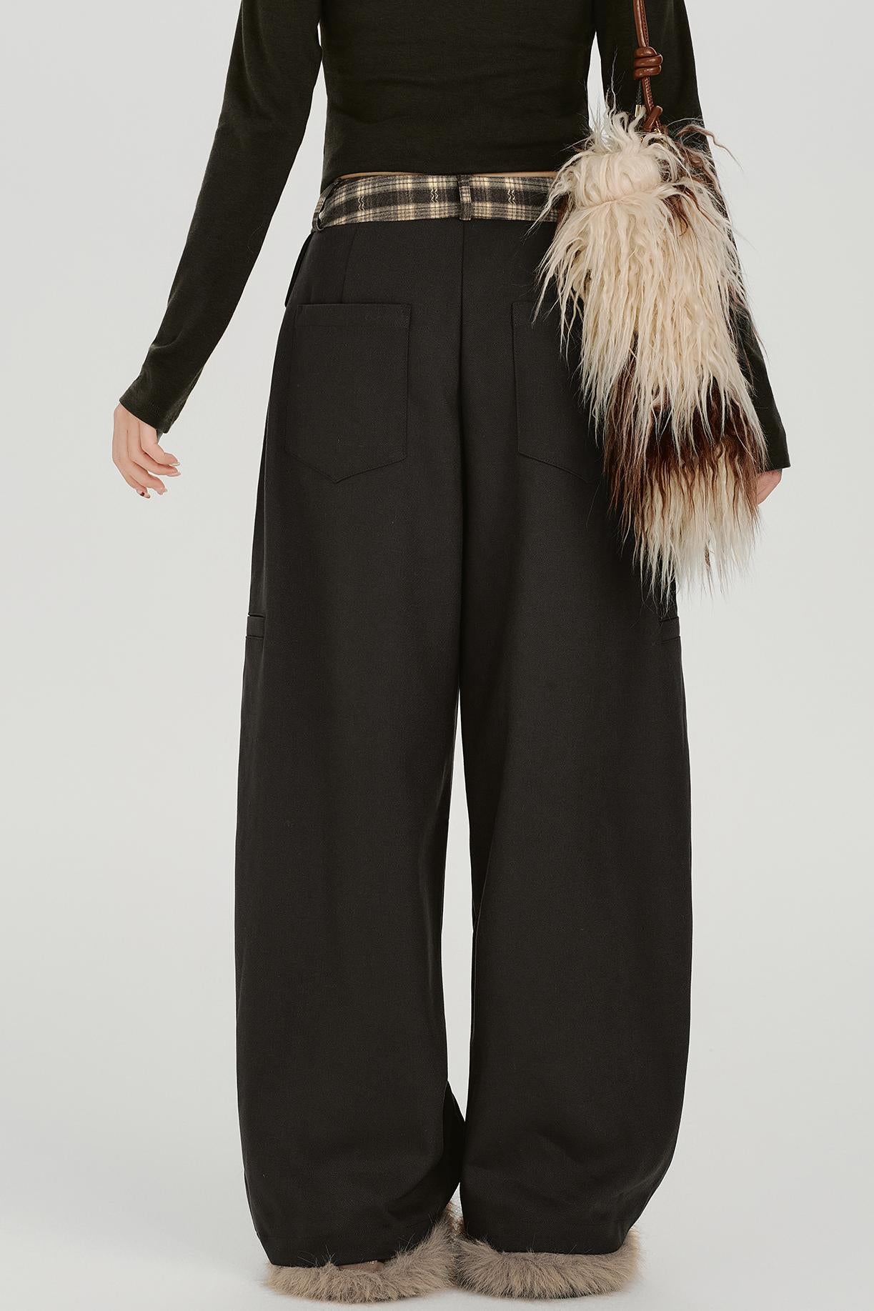 レトロマルーンワイドレッグパンツ