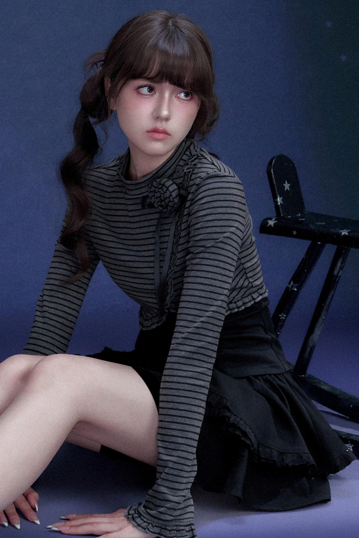 Striped Rose Brooch Top