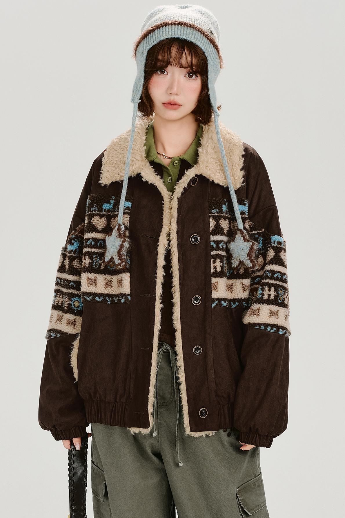 レトロコントラストフリースジャケット