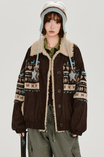 レトロコントラストフリースジャケット