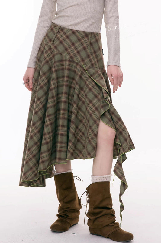 アシンメトリカルチェックスカート