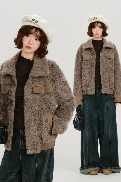 ヴィンテージラペルプラッシュホーンボタンジャケット