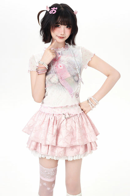 Haut effet deux pièces transparent à pois