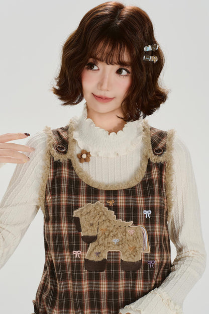 チェックプラッドエンブロイダードレス