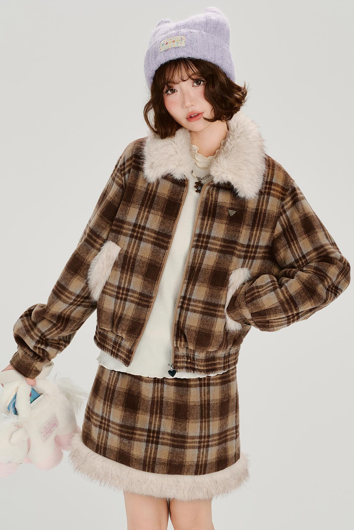 レトロチェックウィンタージャケットセットアップ