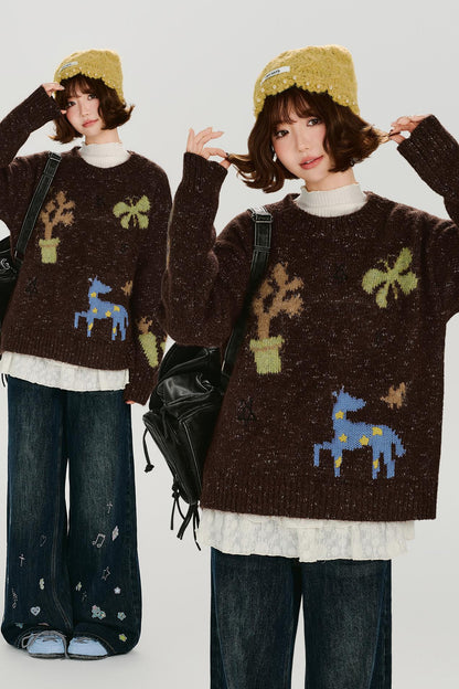 レトロアニマルセーター