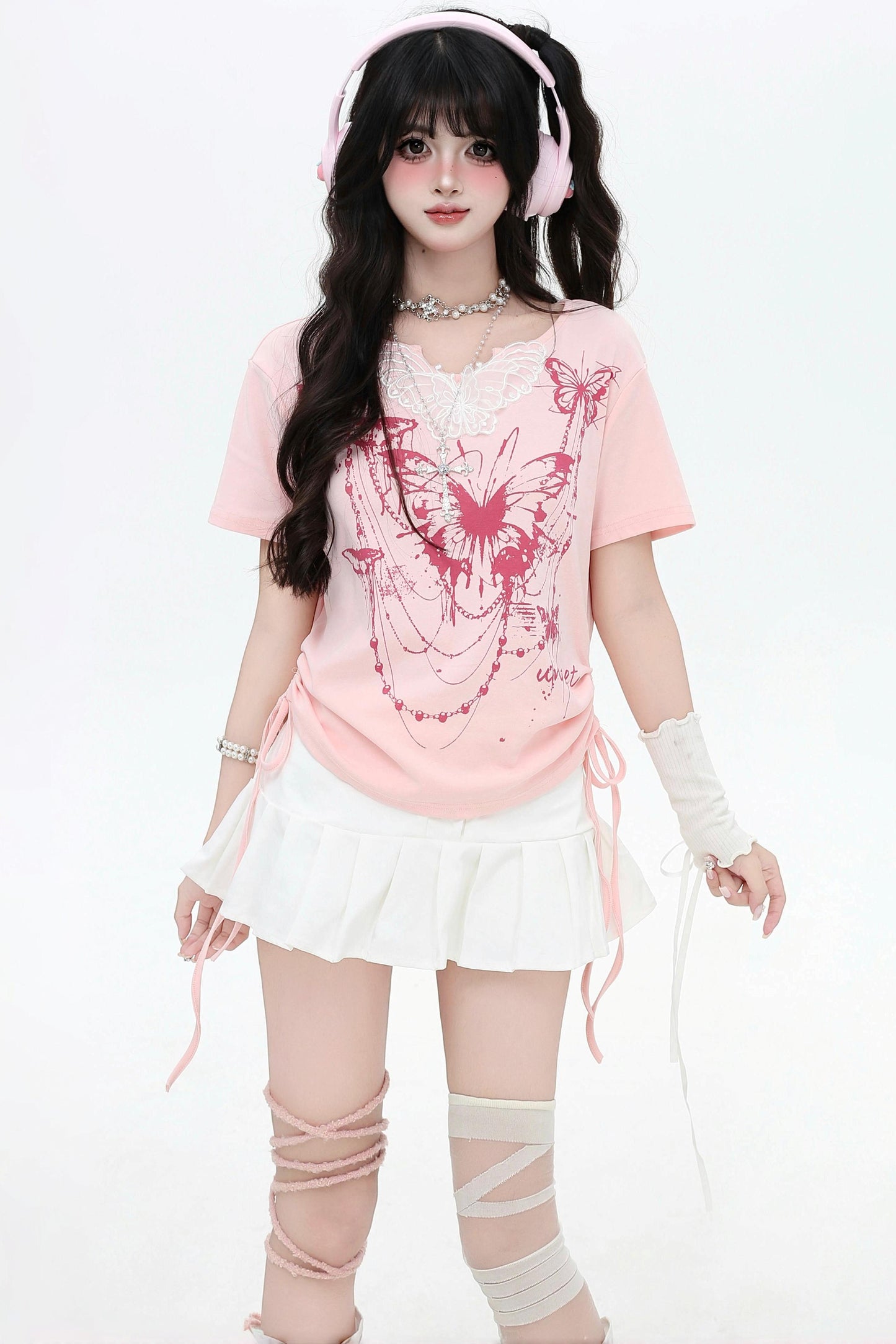 ピンクバタフライポジティブTシャツ