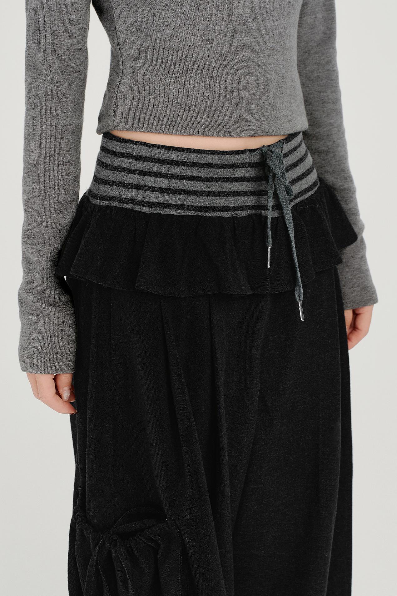 レトロストライプパッチワークパンツ