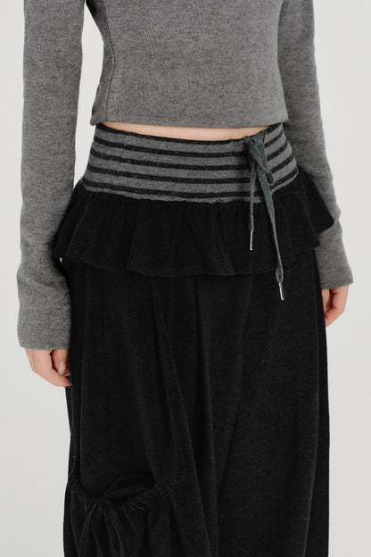 レトロストライプパッチワークパンツ