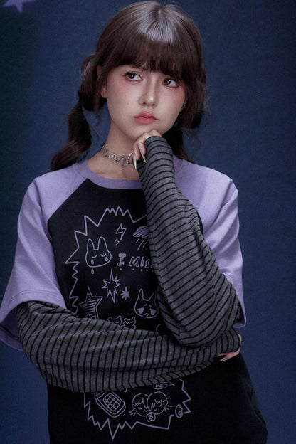 Dark Graffiti Print Top