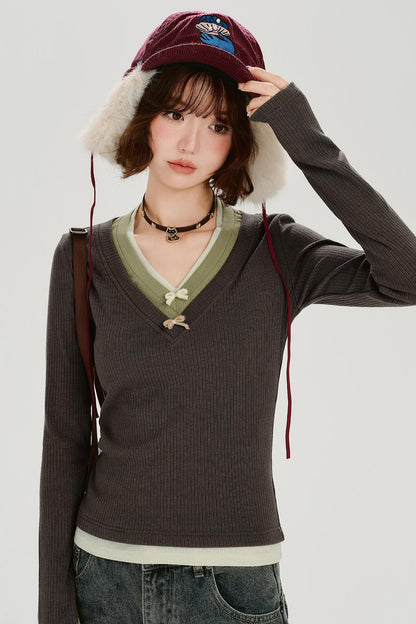 レトロロングスリーブドトップス