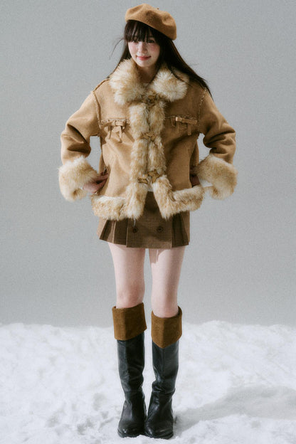Fur Ribbon Pocket Coat