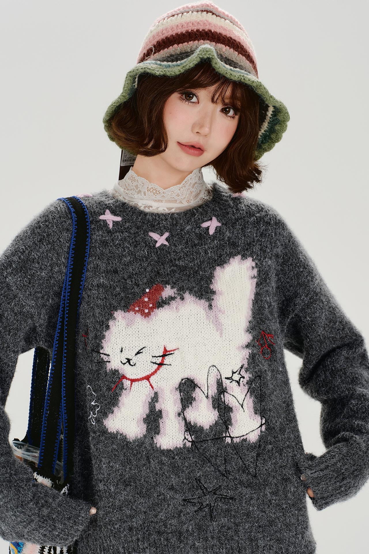 レトロキャットファーセーター