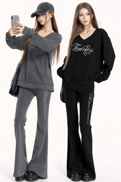 Brushed V-Neck Sweatshirt Setup