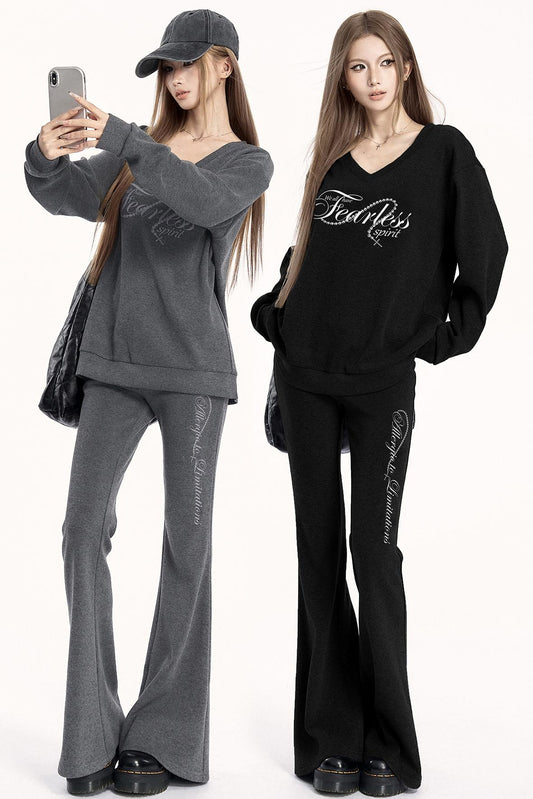 Brushed V-Neck Sweatshirt Setup