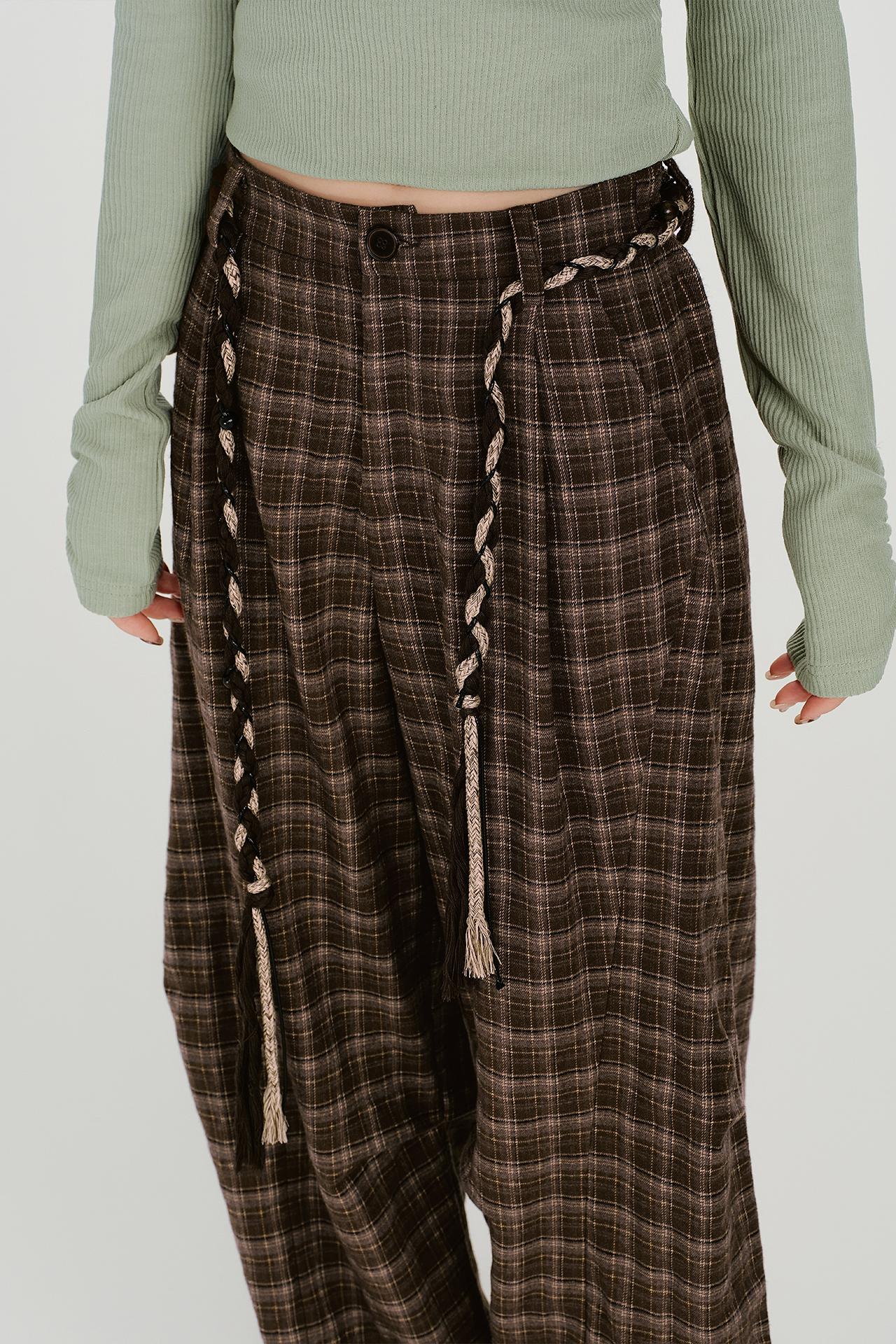 レトロブラウンチェックカーゴパンツ