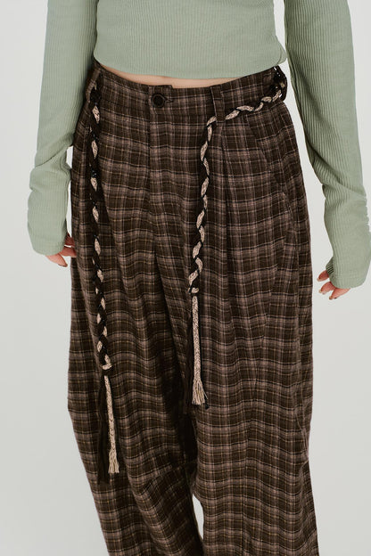 レトロブラウンチェックカーゴパンツ