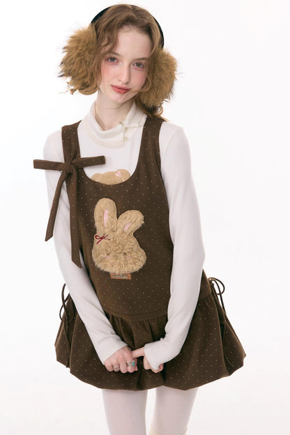 Caramel Rabbit Vest Dress