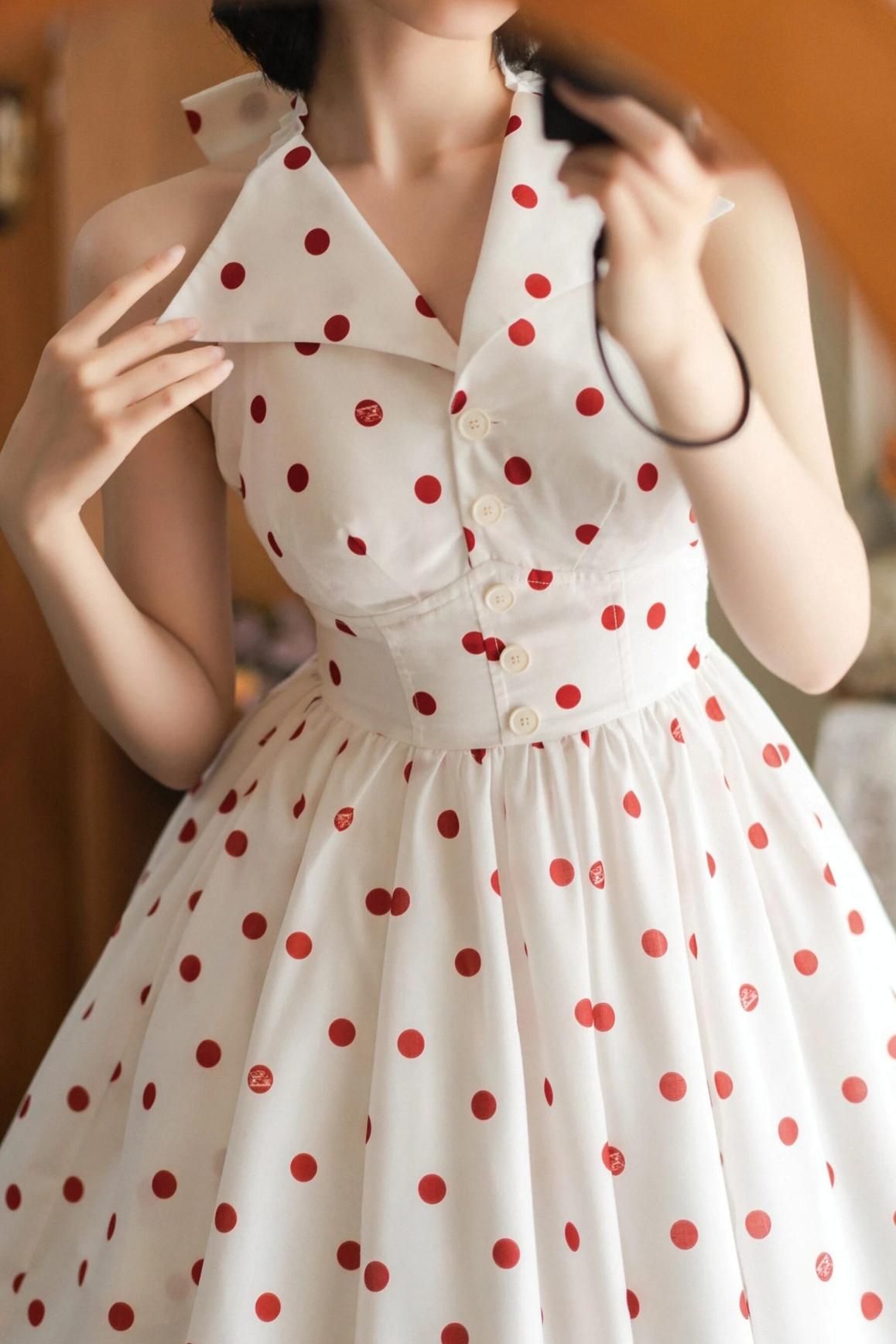 Retro Elegant Halter Neck French Flare Dress