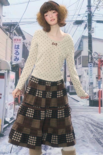 ポルカドットチェーンニットトップ