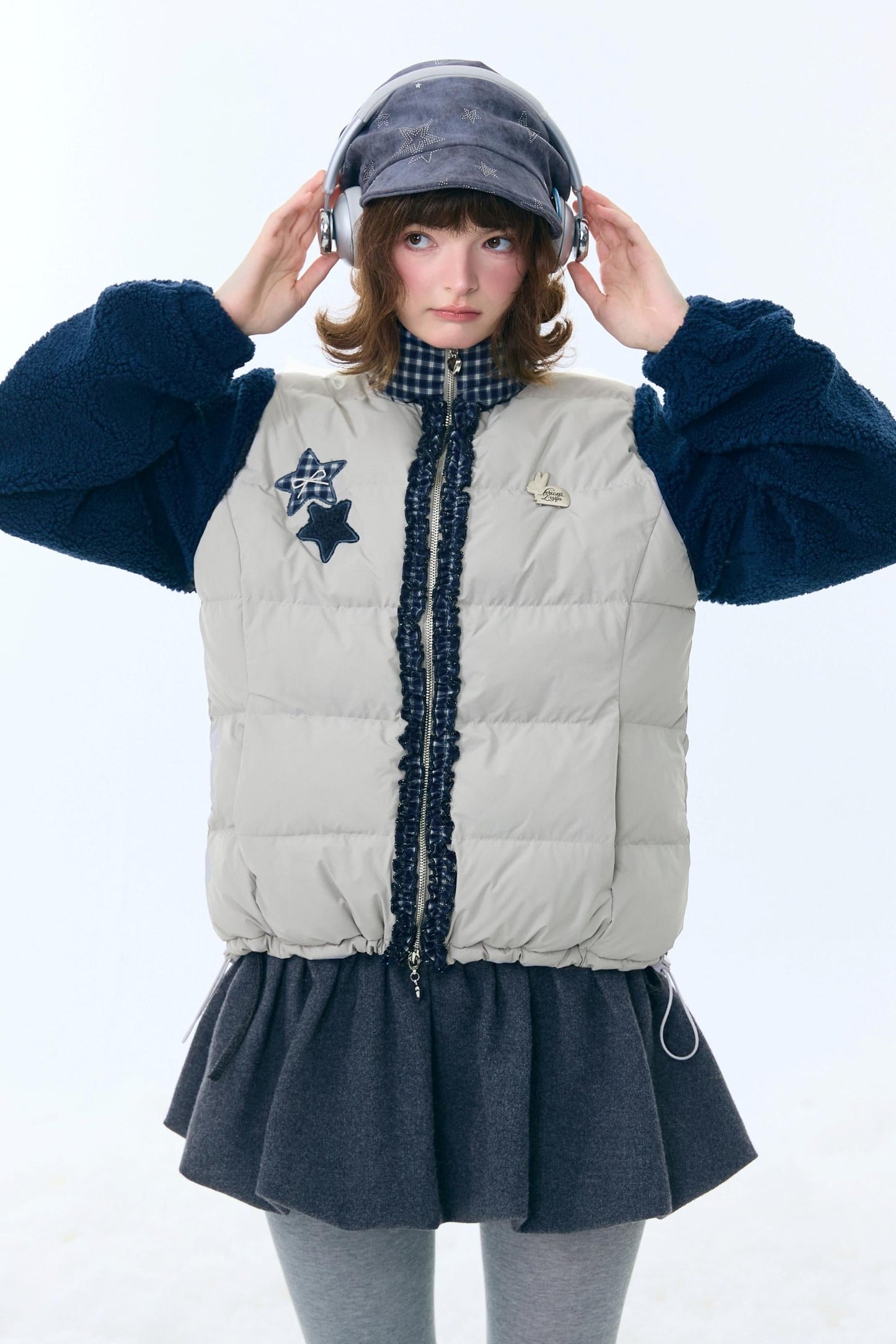 Star Print Color Block Coat