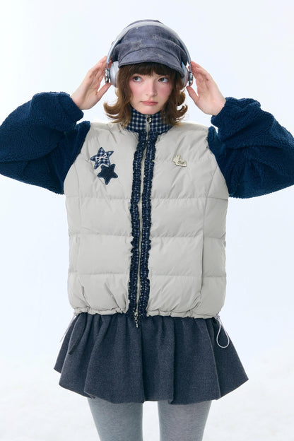 Star Print Color Block Coat