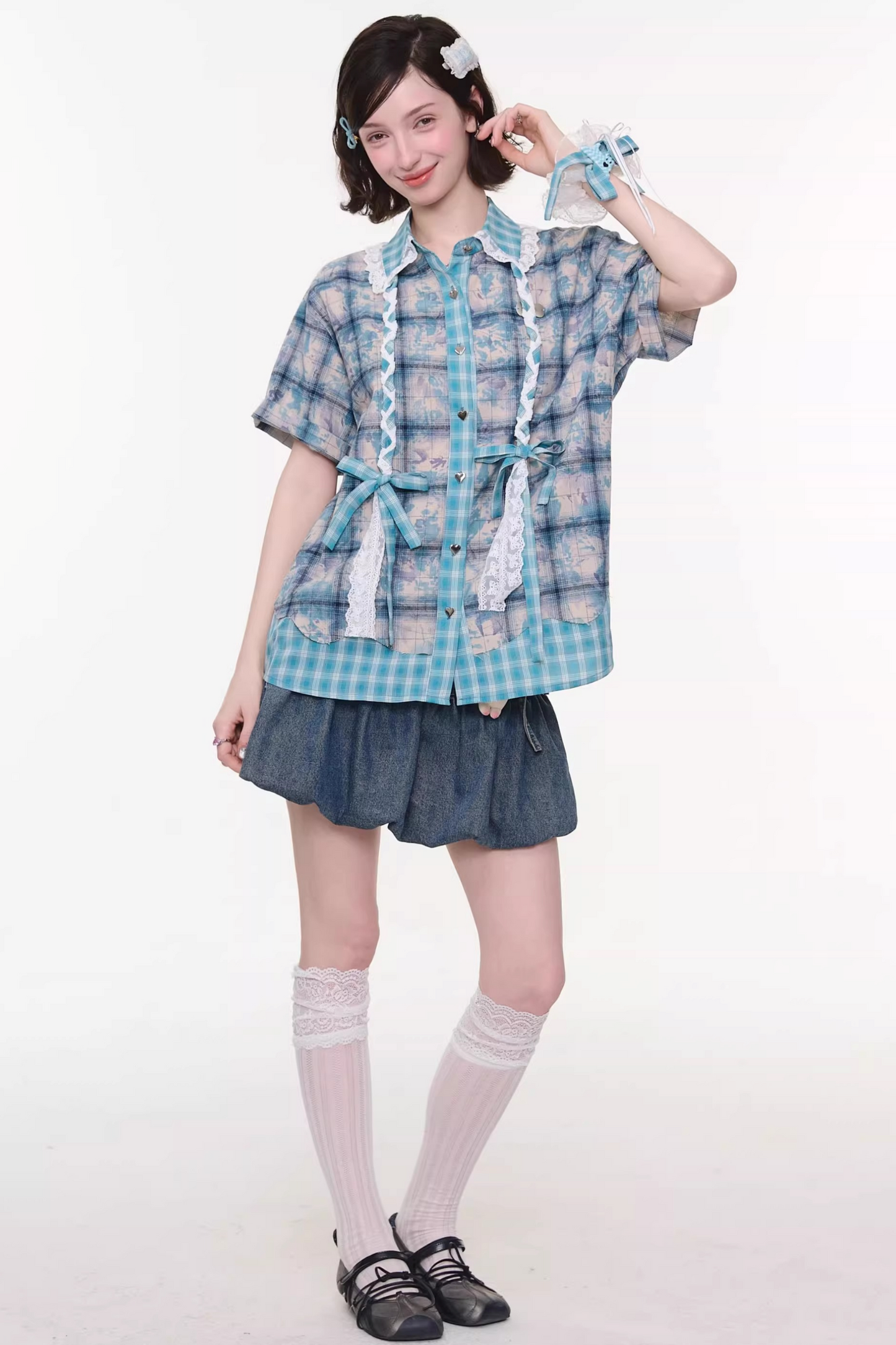 Camicia ampia a quadri Y2K