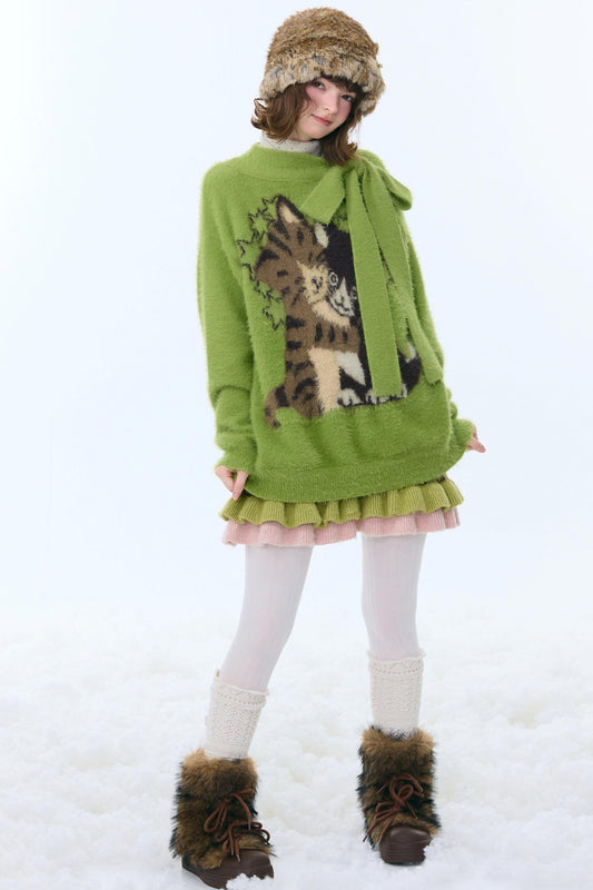 レトロストライプニットスカート