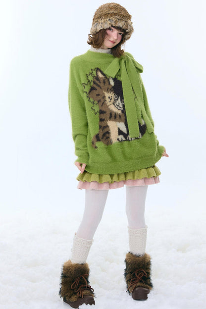 レトロストライプニットスカート