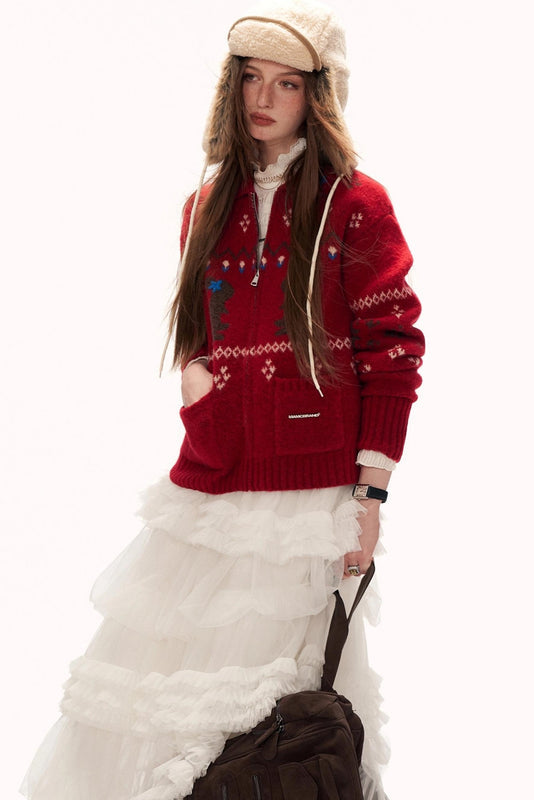 スノーフレークラビットニットカーディガン