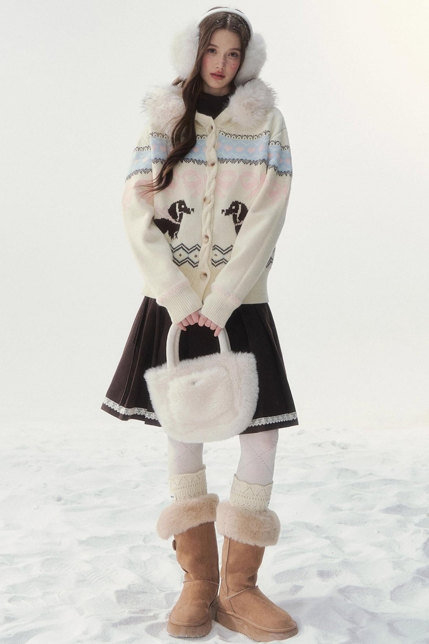 レトロフェアアイルダックスセーターカーディガン