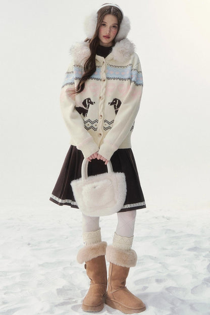 レトロフェアアイルダックスセーターカーディガン