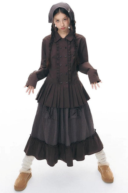 ラッフルダブルブレスタフリルトップス