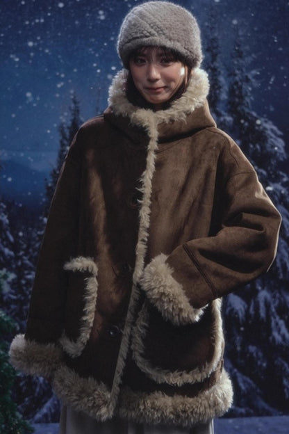 リバーシブルスエードファーコート